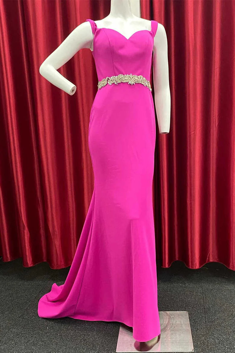 Vestido de fiesta de sirena con cinturón dulce
